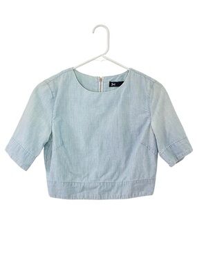 3x1 Light Blue Pinstripe Crop Top